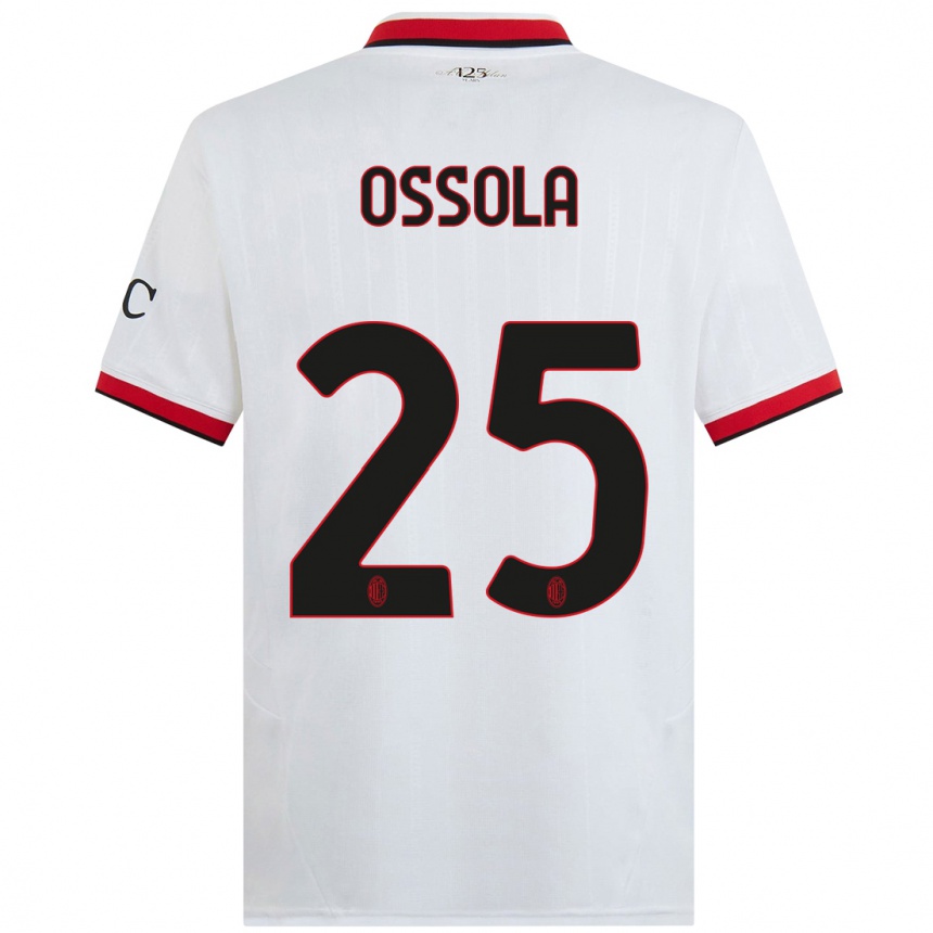 Niño Fútbol Camiseta Lorenzo Ossola #25 Blanco Negro Rojo 2ª Equipación 2024/25 México