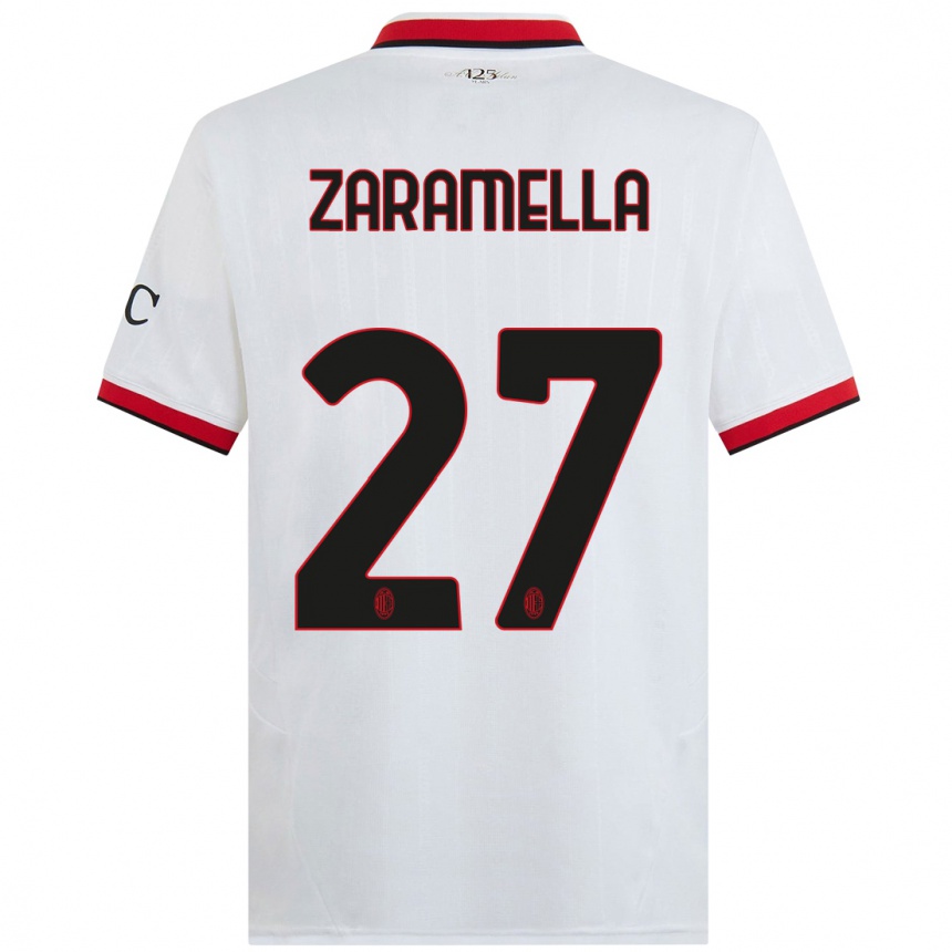 Niño Fútbol Camiseta Mattia Zaramella #27 Blanco Negro Rojo 2ª Equipación 2024/25 México