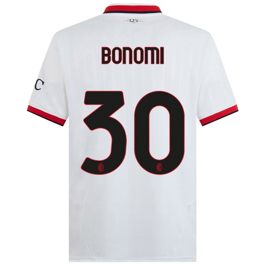 Niño Fútbol Camiseta Alessandro Bonomi #30 Blanco Negro Rojo 2ª Equipación 2024/25 México