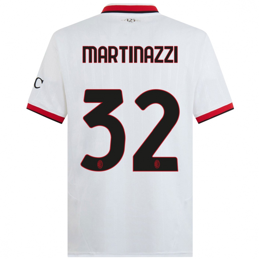 Niño Fútbol Camiseta Luca Martinazzi #32 Blanco Negro Rojo 2ª Equipación 2024/25 México