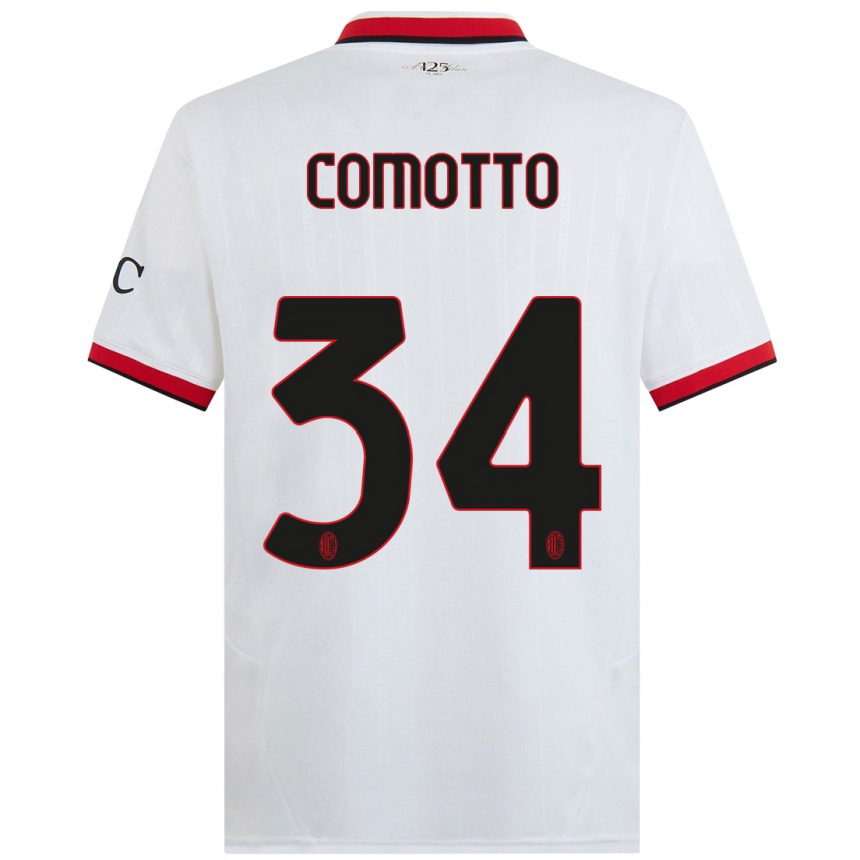 Niño Fútbol Camiseta Christian Comotto #34 Blanco Negro Rojo 2ª Equipación 2024/25 México