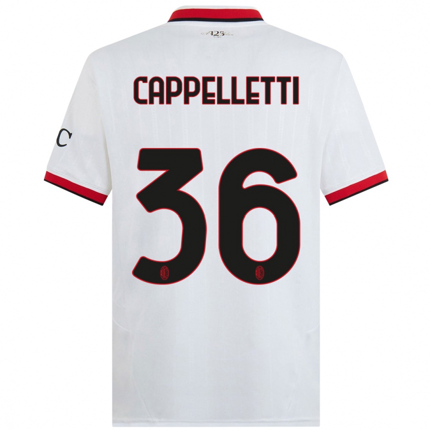 Niño Fútbol Camiseta Mattia Cappelletti #36 Blanco Negro Rojo 2ª Equipación 2024/25 México