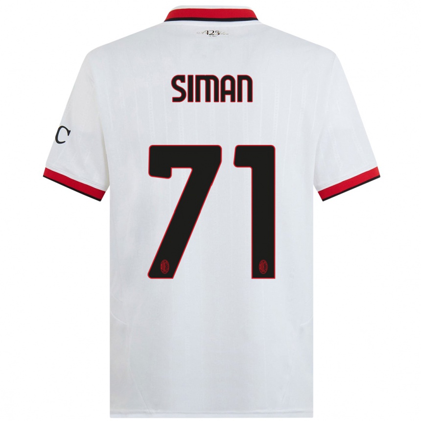 Niño Fútbol Camiseta Alexandru Șiman #71 Blanco Negro Rojo 2ª Equipación 2024/25 México