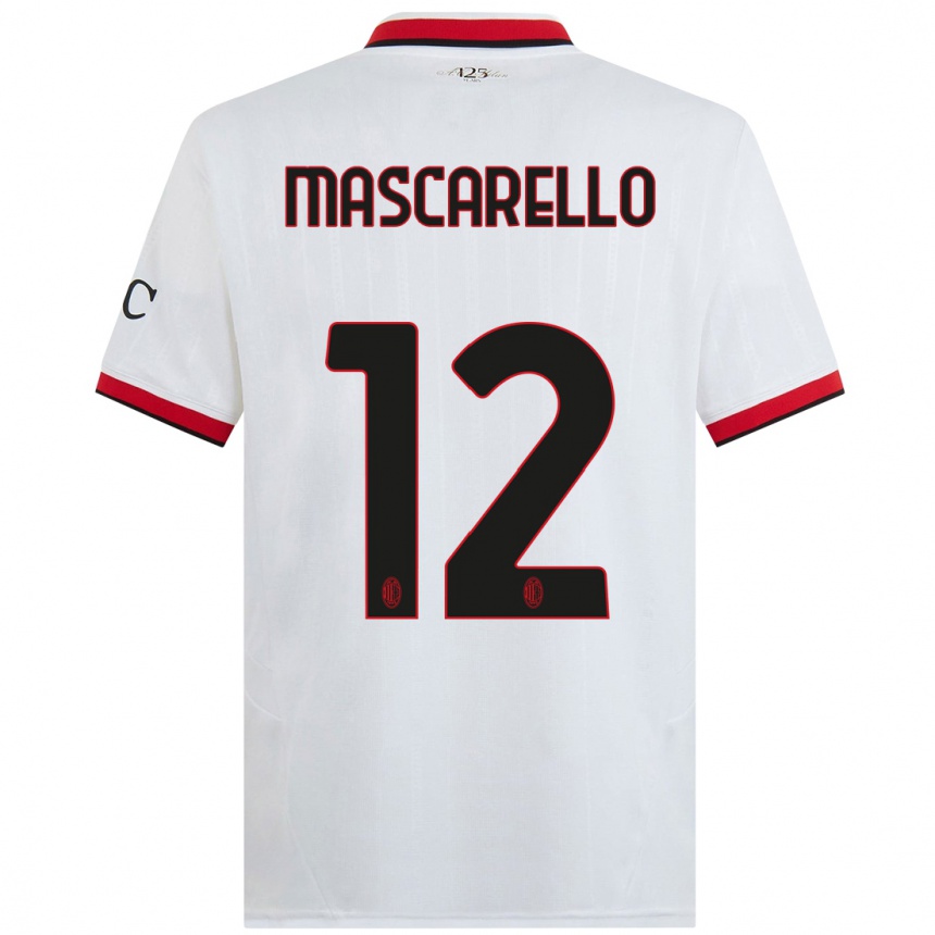 Niño Fútbol Camiseta Marta Mascarello #12 Blanco Negro Rojo 2ª Equipación 2024/25 México