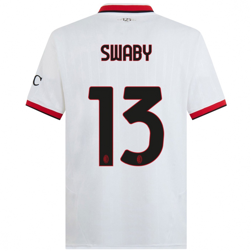 Niño Fútbol Camiseta Allyson Swaby #13 Blanco Negro Rojo 2ª Equipación 2024/25 México