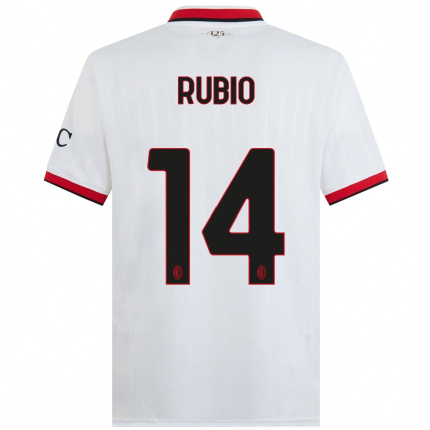 Niño Fútbol Camiseta Silvia Rubio #14 Blanco Negro Rojo 2ª Equipación 2024/25 México