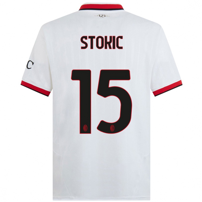 Niño Fútbol Camiseta Sara Stokić #15 Blanco Negro Rojo 2ª Equipación 2024/25 México