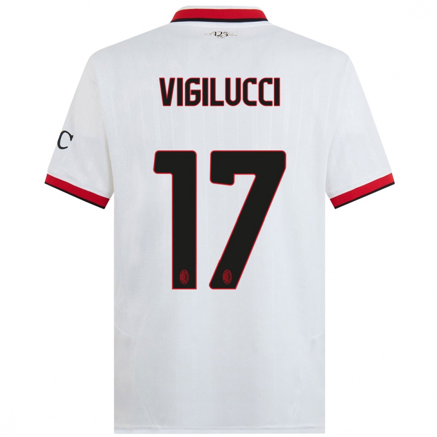 Niño Fútbol Camiseta Valery Vigilucci #17 Blanco Negro Rojo 2ª Equipación 2024/25 México