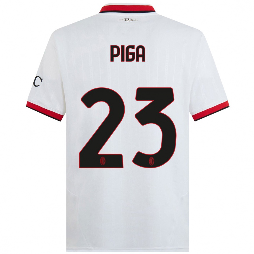 Niño Fútbol Camiseta Julie Piga #23 Blanco Negro Rojo 2ª Equipación 2024/25 México