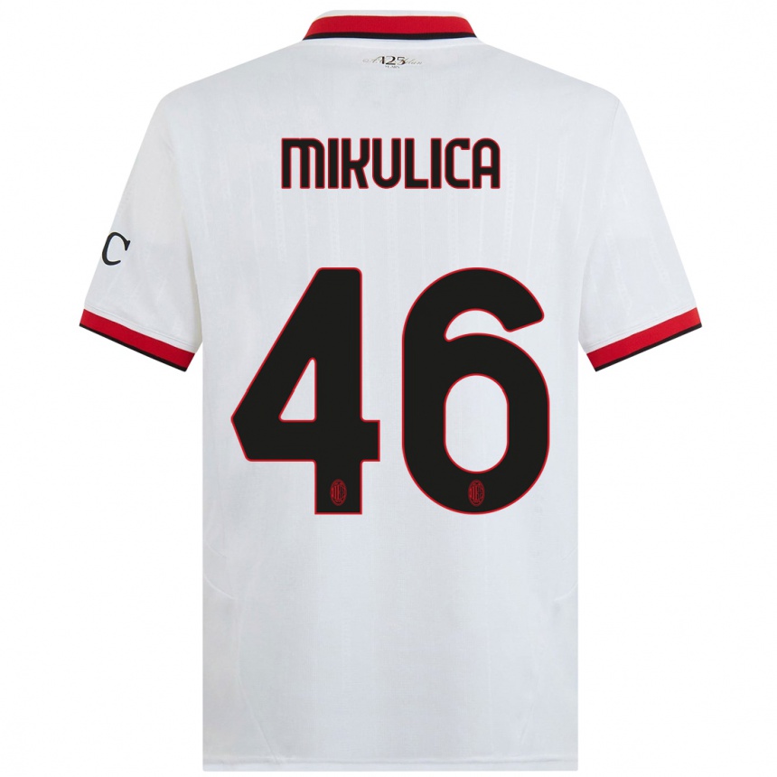 Niño Fútbol Camiseta Petra Mikulica #46 Blanco Negro Rojo 2ª Equipación 2024/25 México