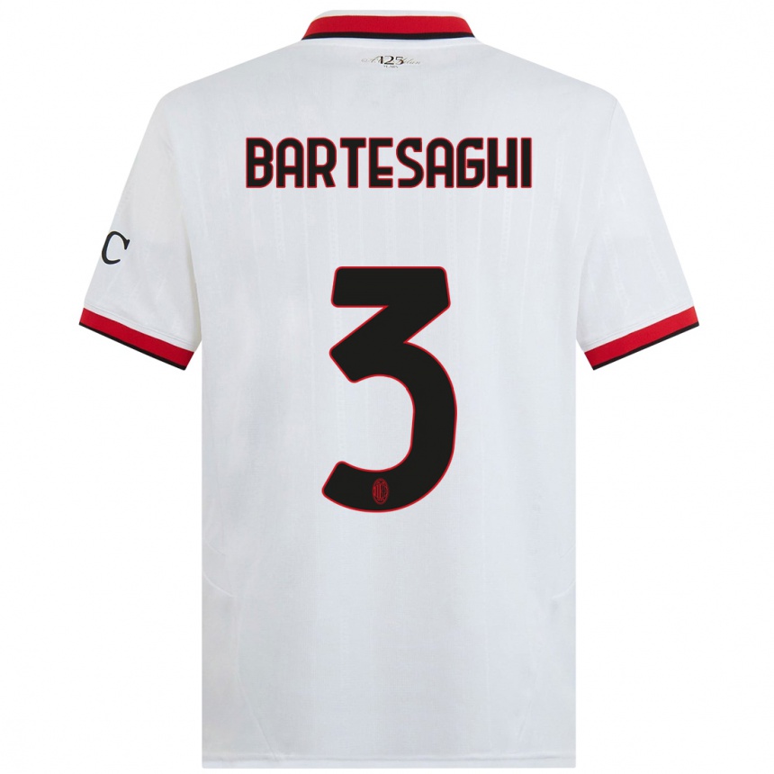 Niño Fútbol Camiseta Davide Bartesaghi #3 Blanco Negro Rojo 2ª Equipación 2024/25 México