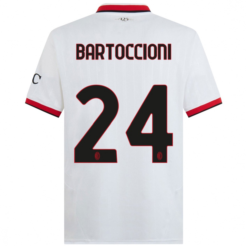 Niño Fútbol Camiseta Andrea Bartoccioni #24 Blanco Negro Rojo 2ª Equipación 2024/25 México