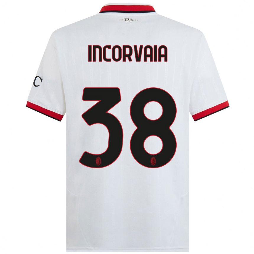 Niño Fútbol Camiseta Giovanni Incorvaia #38 Blanco Negro Rojo 2ª Equipación 2024/25 México