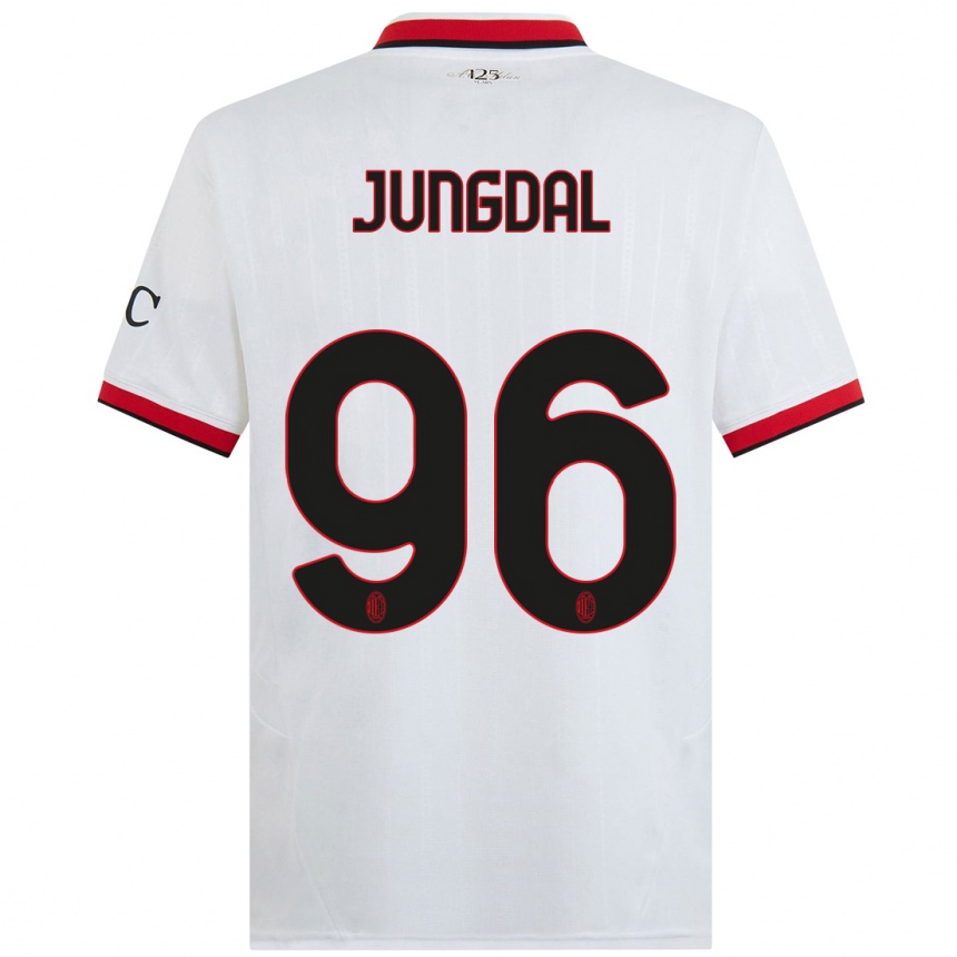 Niño Fútbol Camiseta Andreas Jungdal #96 Blanco Negro Rojo 2ª Equipación 2024/25 México