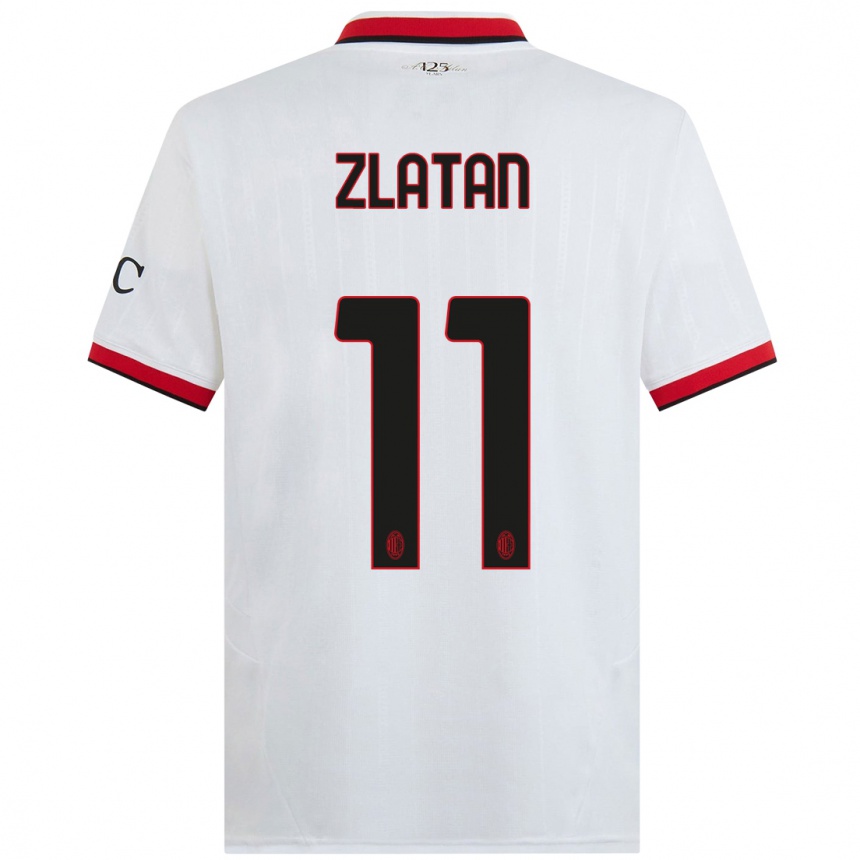 Niño Fútbol Camiseta Zlatan Ibrahimovic #11 Blanco Negro Rojo 2ª Equipación 2024/25 México