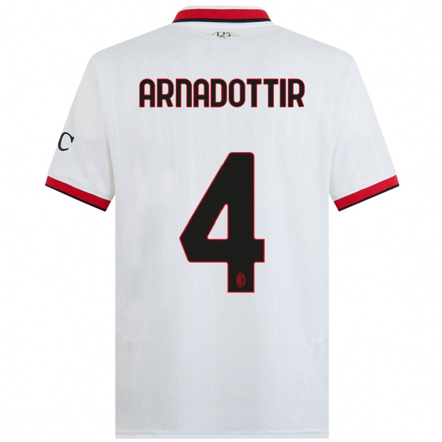 Niño Fútbol Camiseta Guony Arnadottir #4 Blanco Negro Rojo 2ª Equipación 2024/25 México