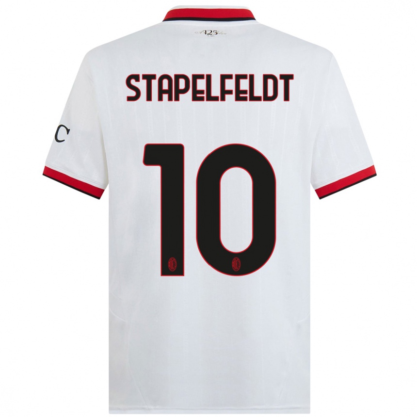 Niño Fútbol Camiseta Nina Stapelfeldt #10 Blanco Negro Rojo 2ª Equipación 2024/25 México