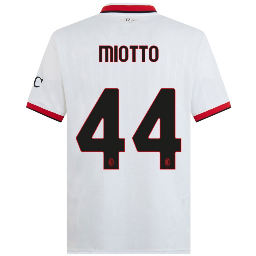 Niño Fútbol Camiseta Giorgia Miotto #44 Blanco Negro Rojo 2ª Equipación 2024/25 México