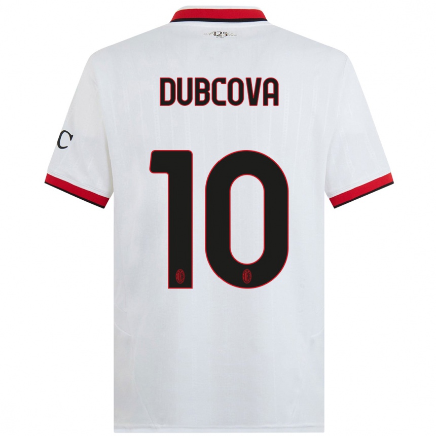 Niño Fútbol Camiseta Kamila Dubcova #10 Blanco Negro Rojo 2ª Equipación 2024/25 México