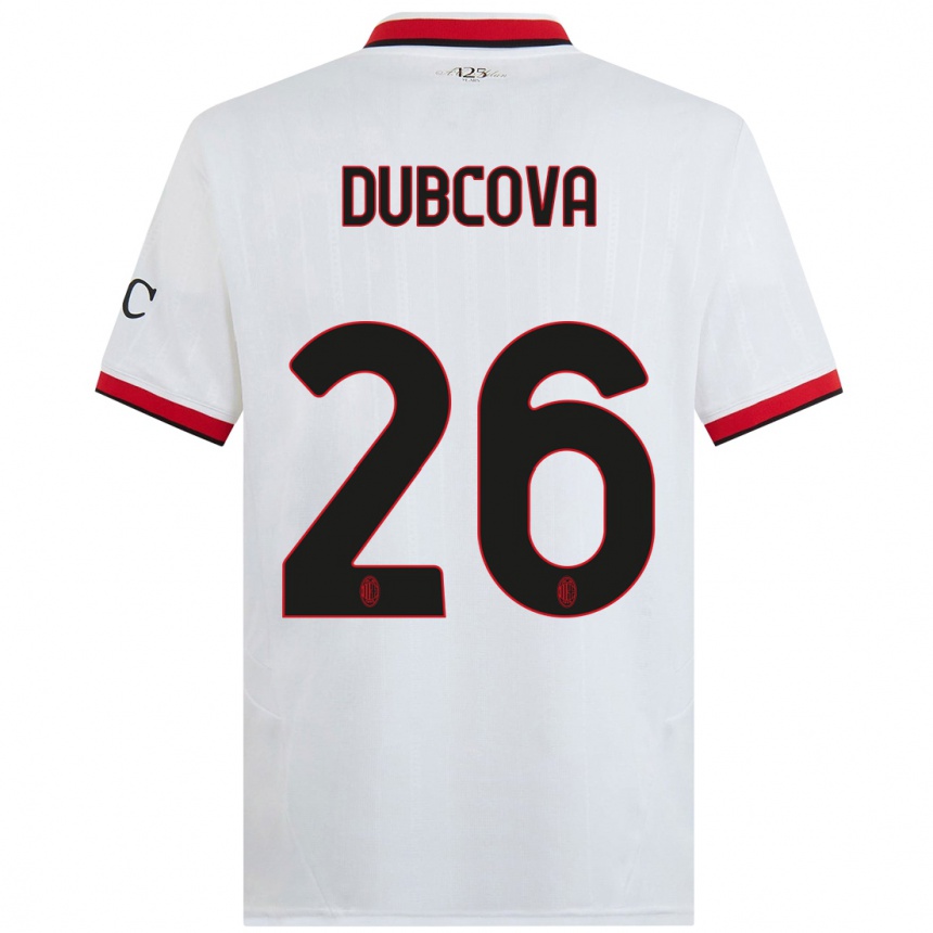 Niño Fútbol Camiseta Michaela Dubcova #26 Blanco Negro Rojo 2ª Equipación 2024/25 México