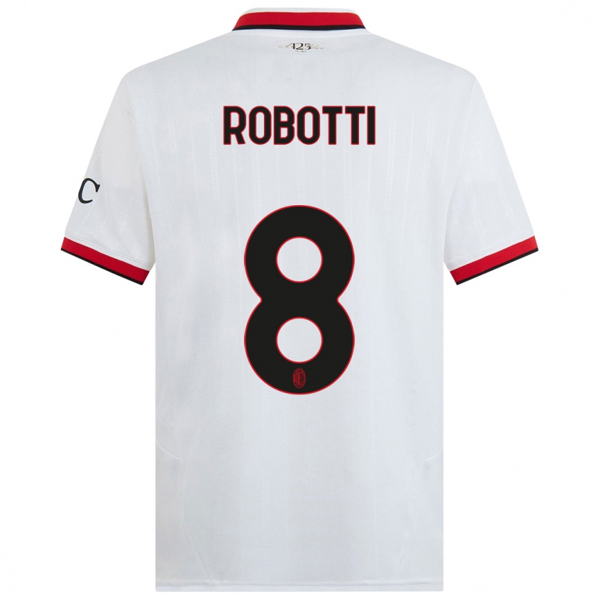 Niño Fútbol Camiseta Giovanni Robotti #8 Blanco Negro Rojo 2ª Equipación 2024/25 México