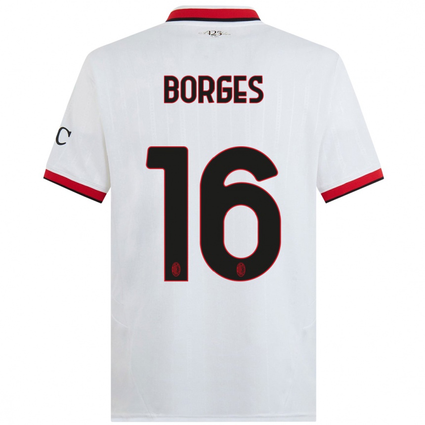 Niño Fútbol Camiseta Lenny Borges #16 Blanco Negro Rojo 2ª Equipación 2024/25 México