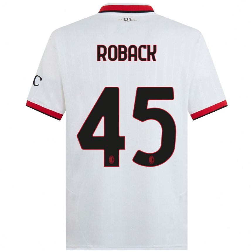 Niño Fútbol Camiseta Emil Roback #45 Blanco Negro Rojo 2ª Equipación 2024/25 México