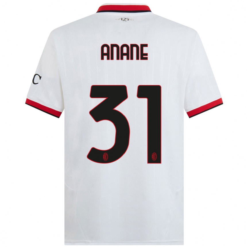 Niño Fútbol Camiseta Emmanuel Anane #31 Blanco Negro Rojo 2ª Equipación 2024/25 México