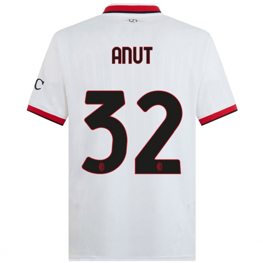 Niño Fútbol Camiseta Niccolo Anut #32 Blanco Negro Rojo 2ª Equipación 2024/25 México