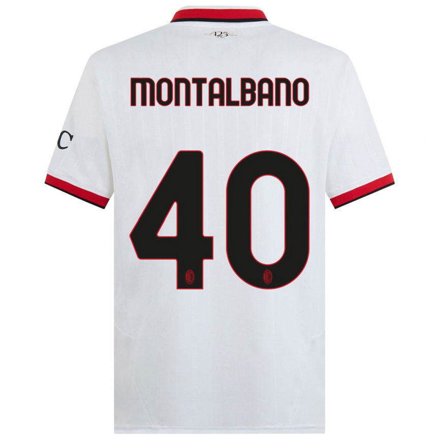 Niño Fútbol Camiseta Nicolo Montalbano #40 Blanco Negro Rojo 2ª Equipación 2024/25 México