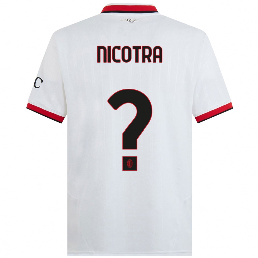 Niño Fútbol Camiseta Riccardo Nicotra #0 Blanco Negro Rojo 2ª Equipación 2024/25 México