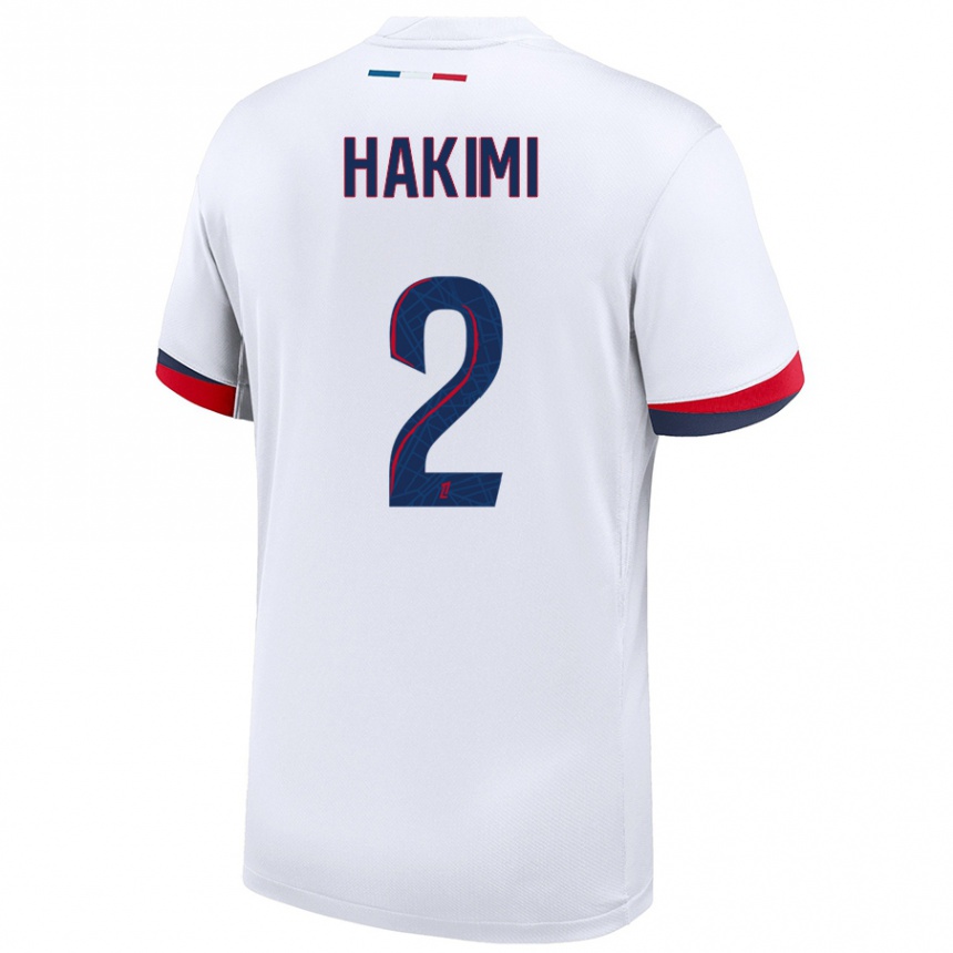 Niño Fútbol Camiseta Achraf Hakimi #2 Blanco Azul Rojo 2ª Equipación 2024/25 México