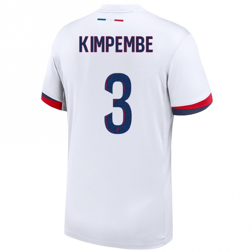 Niño Fútbol Camiseta Presnel Kimpembe #3 Blanco Azul Rojo 2ª Equipación 2024/25 México