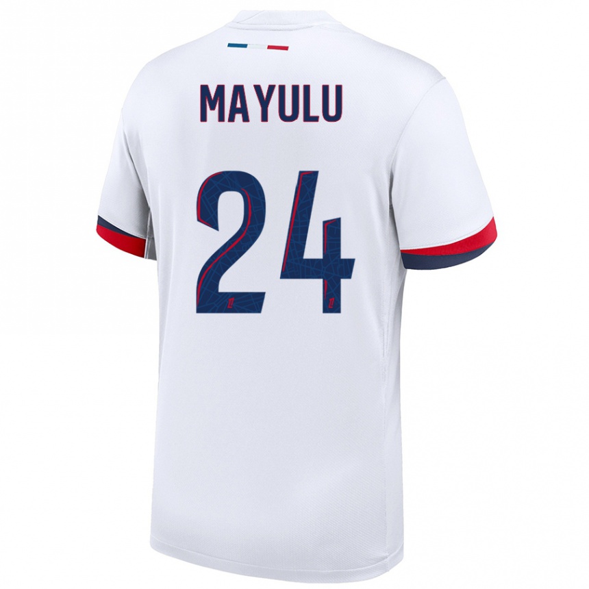 Niño Fútbol Camiseta Senny Mayulu #24 Blanco Azul Rojo 2ª Equipación 2024/25 México