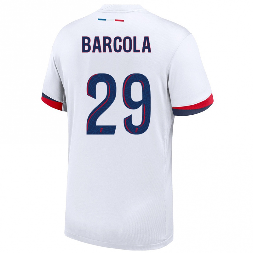 Niño Fútbol Camiseta Bradley Barcola #29 Blanco Azul Rojo 2ª Equipación 2024/25 México