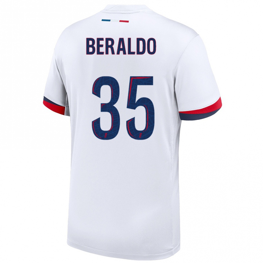 Niño Fútbol Camiseta Lucas Beraldo #35 Blanco Azul Rojo 2ª Equipación 2024/25 México