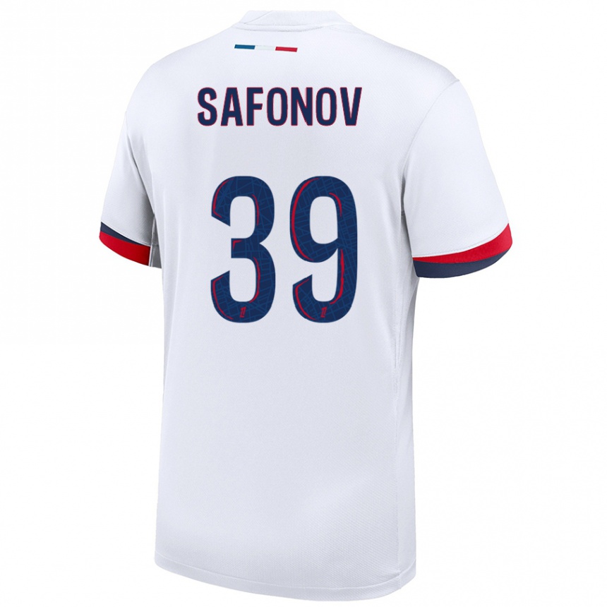 Niño Fútbol Camiseta Matvey Safonov #39 Blanco Azul Rojo 2ª Equipación 2024/25 México