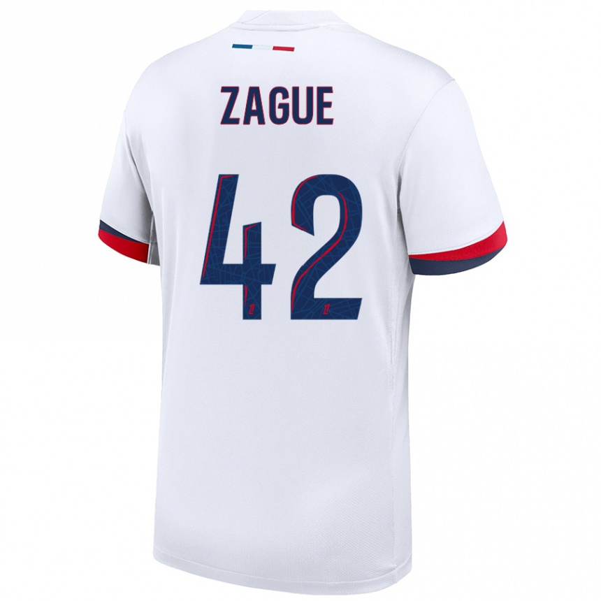 Niño Fútbol Camiseta Yoram Zague #42 Blanco Azul Rojo 2ª Equipación 2024/25 México