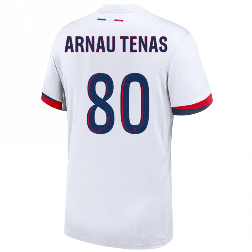 Niño Fútbol Camiseta Arnau Tenas #80 Blanco Azul Rojo 2ª Equipación 2024/25 México