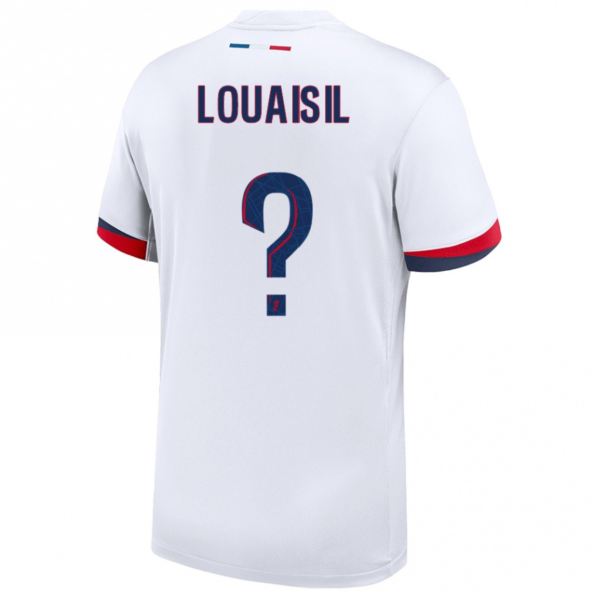 Niño Fútbol Camiseta Kévin Louaisil #0 Blanco Azul Rojo 2ª Equipación 2024/25 México