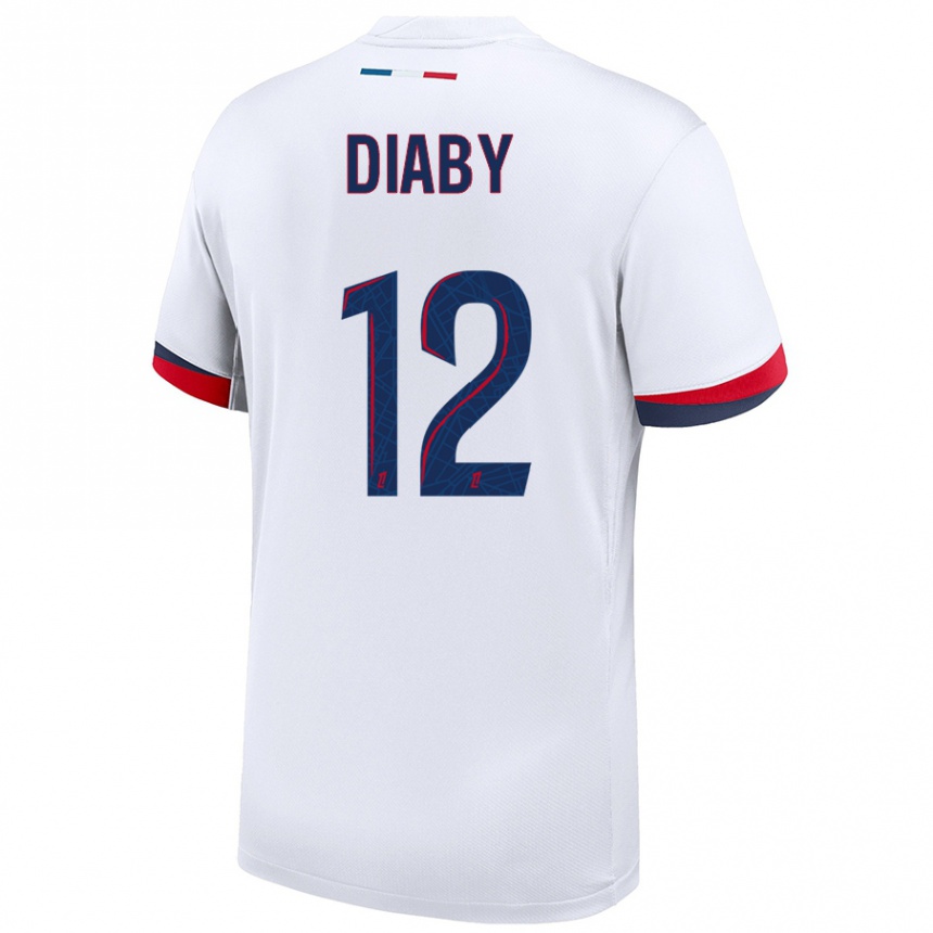 Niño Fútbol Camiseta Ibrahima Diaby #12 Blanco Azul Rojo 2ª Equipación 2024/25 México