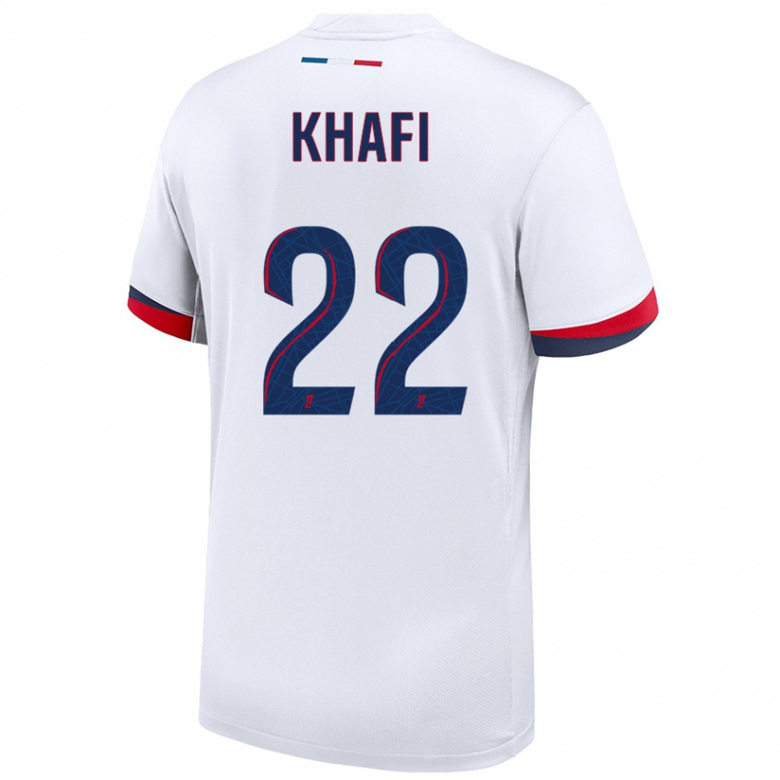 Niño Fútbol Camiseta Yanis Khafi #22 Blanco Azul Rojo 2ª Equipación 2024/25 México