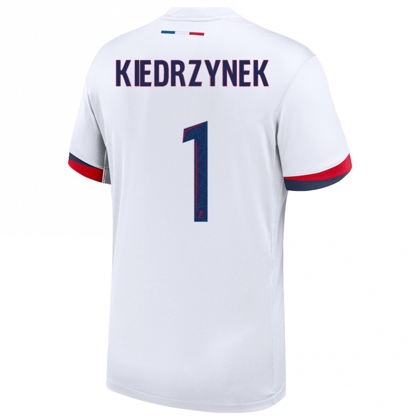 Niño Fútbol Camiseta Katarzyna Kiedrzynek #1 Blanco Azul Rojo 2ª Equipación 2024/25 México