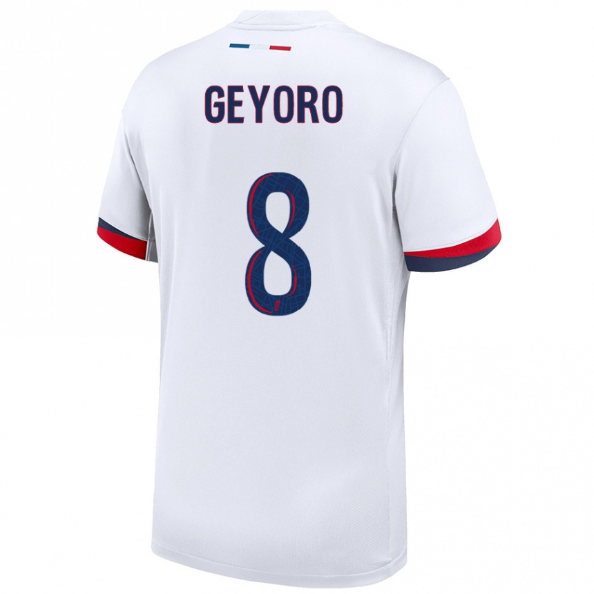 Niño Fútbol Camiseta Grace Geyoro #8 Blanco Azul Rojo 2ª Equipación 2024/25 México