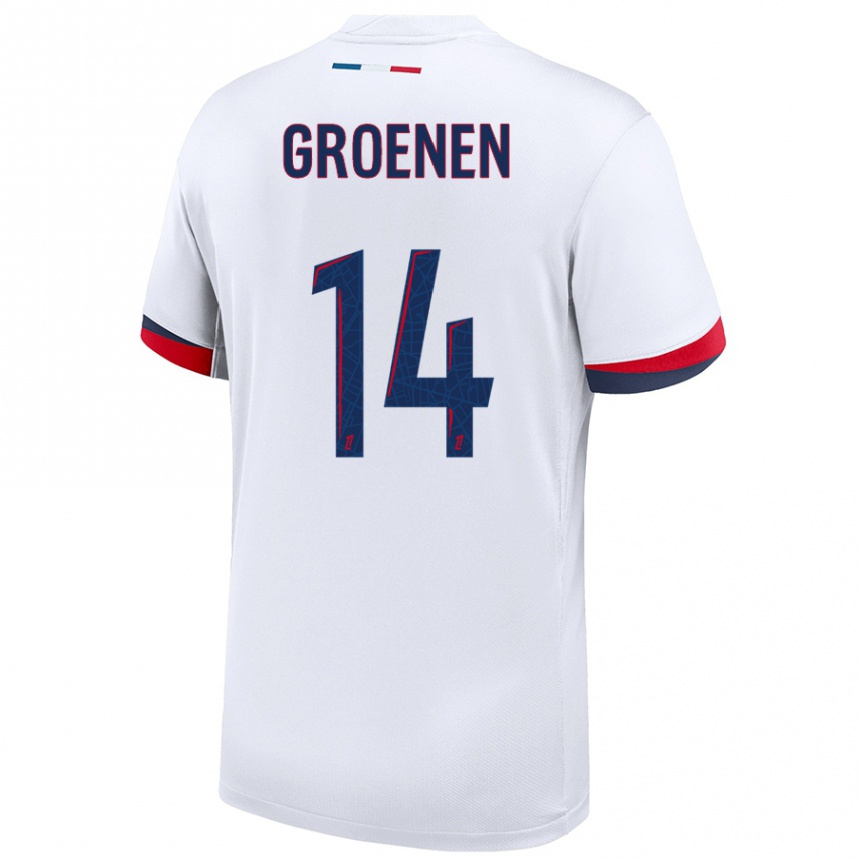 Niño Fútbol Camiseta Jackie Groenen #14 Blanco Azul Rojo 2ª Equipación 2024/25 México