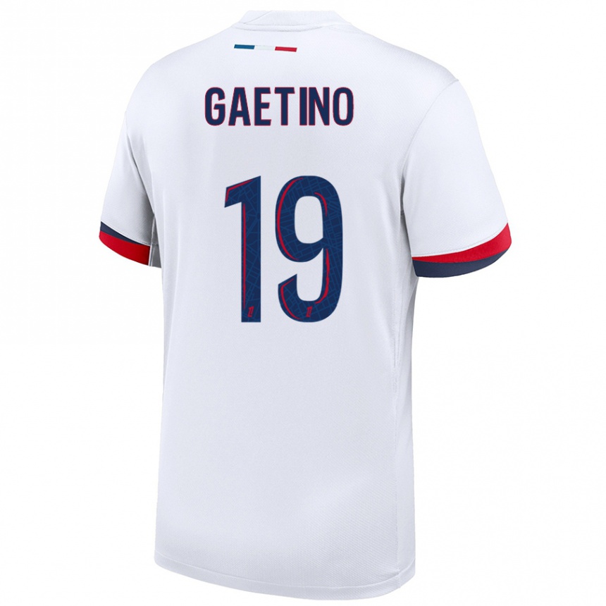 Niño Fútbol Camiseta Eva Gaetino #19 Blanco Azul Rojo 2ª Equipación 2024/25 México