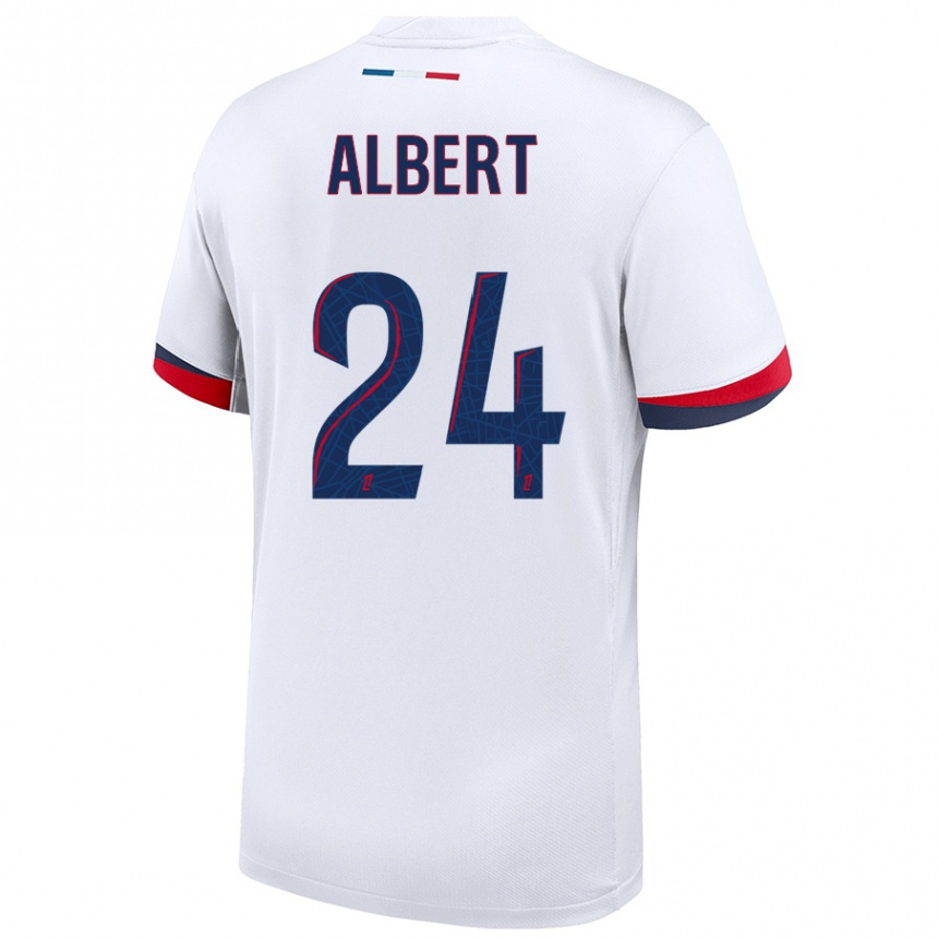 Niño Fútbol Camiseta Korbin Albert #24 Blanco Azul Rojo 2ª Equipación 2024/25 México