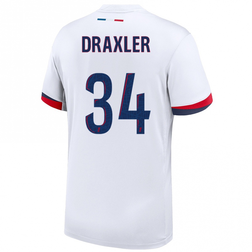 Niño Fútbol Camiseta Julian Draxler #34 Blanco Azul Rojo 2ª Equipación 2024/25 México