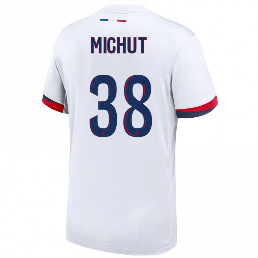 Niño Fútbol Camiseta Edouard Michut #38 Blanco Azul Rojo 2ª Equipación 2024/25 México