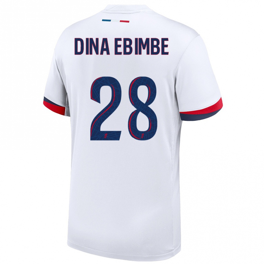 Niño Fútbol Camiseta Eric Junior Dina Ebimbe #28 Blanco Azul Rojo 2ª Equipación 2024/25 México